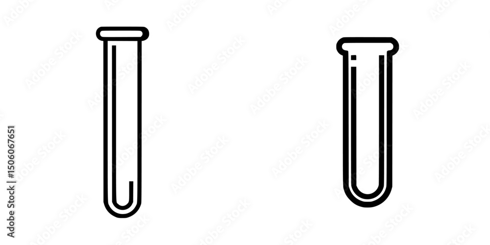 Poster collection of simple outline icons for test tubes designed for science and laboratory themes