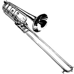 Obraz premium Icon set featuring detailed illustration of a trumpet with unique design elements and clear lines for various applications