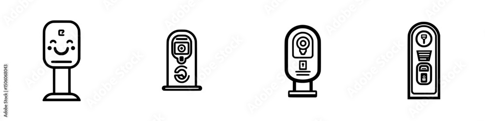 Poster icon set featuring simplified payment and utility meters in a minimalist design for digital applicat