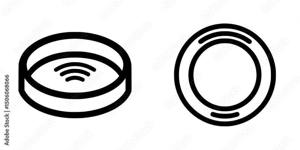 Poster collection of minimalist icon set showing wireless technology symbols in sleek design for modern app