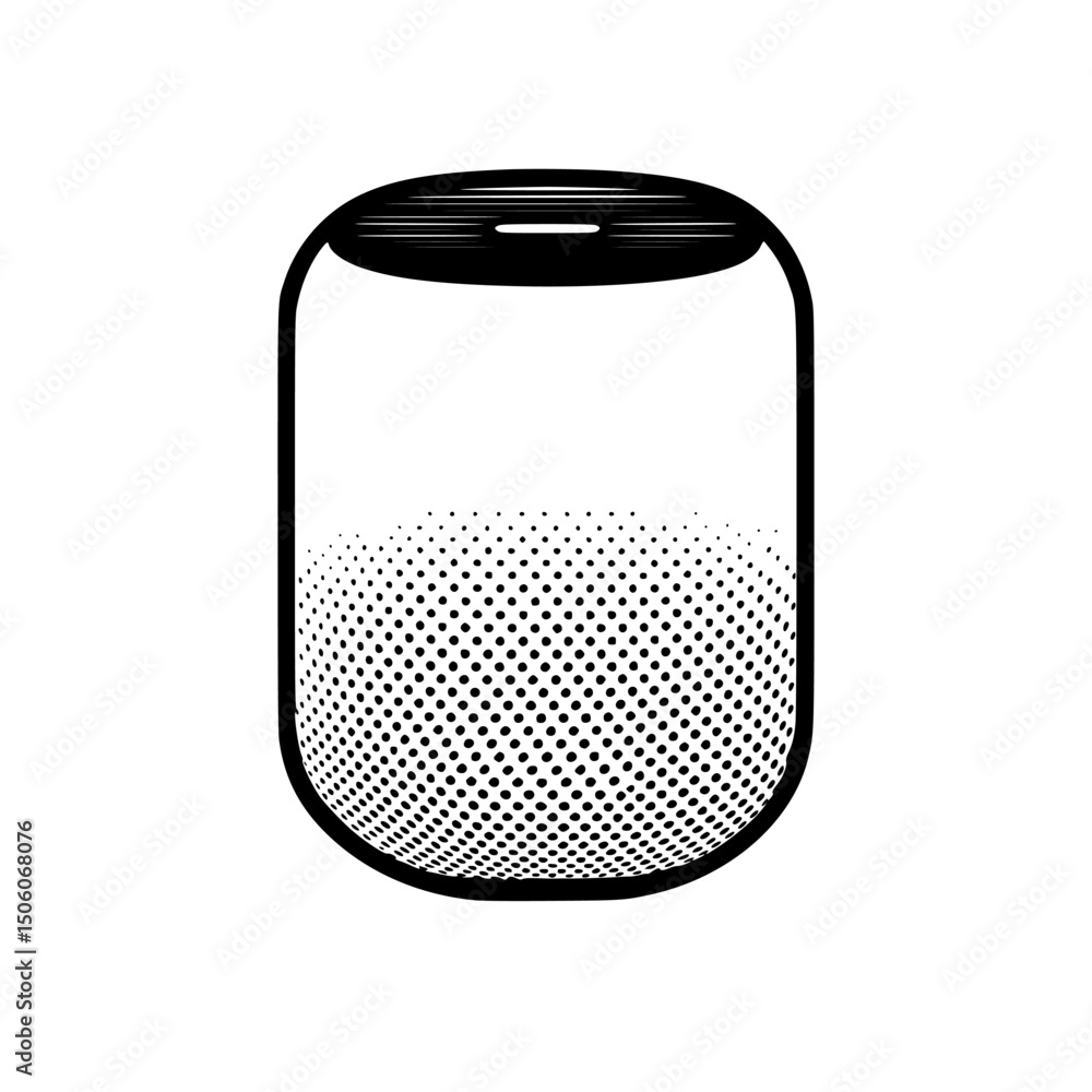 Poster modern icon set featuring minimalist design of a cylindrical container with a dotted gradient at the