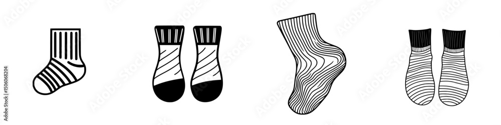 Poster diverse collection of sock icons featuring various designs and patterns for creative projects