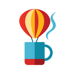 Obraz premium Hot Air Balloon Mug Vector Illustration