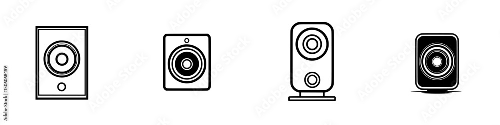 Poster simple icon set of audio speakers representing sound technology and design elements