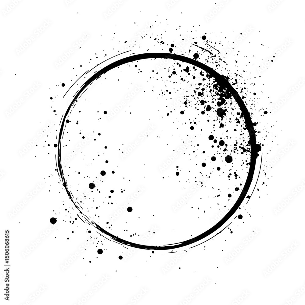 Aufkleber abstract icon set featuring circular design with paint splatters and brush strokes for graphic use