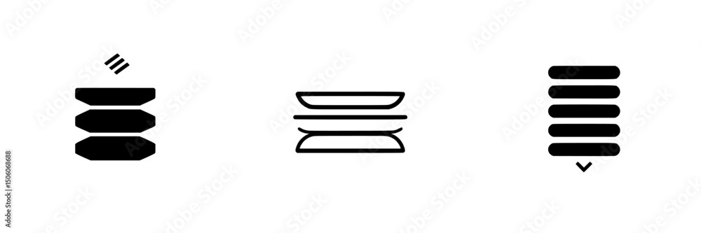Poster icon set representing various stack designs for user interface elements and graphic applications