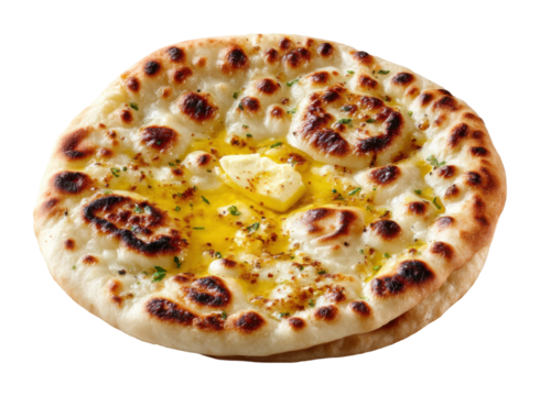 Deliciously golden naan bread with butter restaurant kitchen food cozy isolated on transparent background