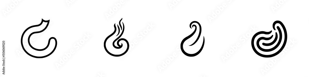 Poster icon set featuring varying designs emphasizing fluid shapes and dynamic lines for creative projects