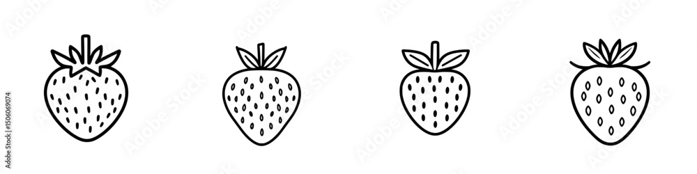 Poster set of hand-drawn strawberry icons designed for consistent use in various graphic projects and digit