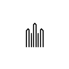 Obraz premium Icon set featuring abstract building structures with clean lines and modern aesthetic for design projects