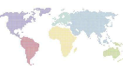 Dotted color world map vector