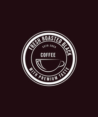 Emblem vintage coffee logo vector, retro badge coffee cup logo, premium coffee shop bar brand symbol icon.
