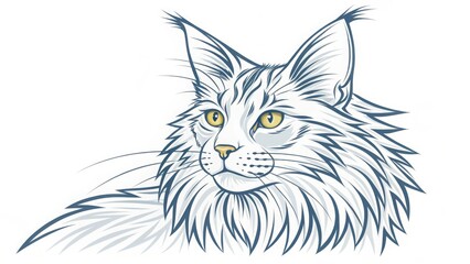 Obraz premium Majestic maine coon cat portrait elegant line art design