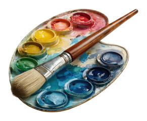 Creative event artist's palette showcase content colorful environment view isolated on transparent background