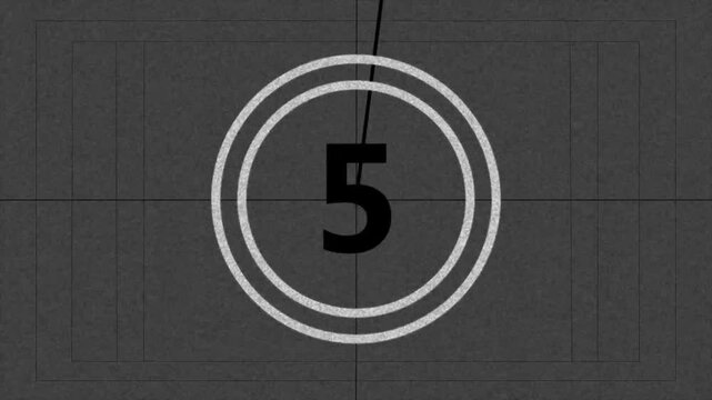 Countdown in the style of the old movie figure 10.  4K scan of archival 16mm with grain and texture. Retro Countdown Clock.