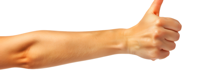 A close-up of a hand giving a thumbs-up, representing optimism, confidence, and positive vibes.
