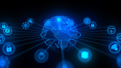 Cloud concept technology background and network security