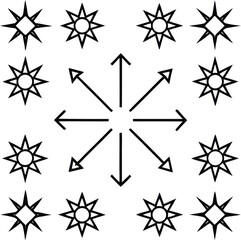 Abstract geometric pattern with stars and arrows