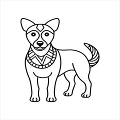 Decorative Dog Mandala Line Drawing Vector
