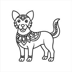  Hand Drawn Mandala Dog Line Art on White