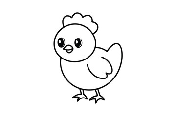 Adorable cartoon chick outline coloring page illustration