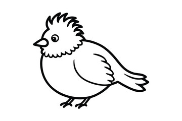 Adorable cartoon bird outline simple line drawing illustration