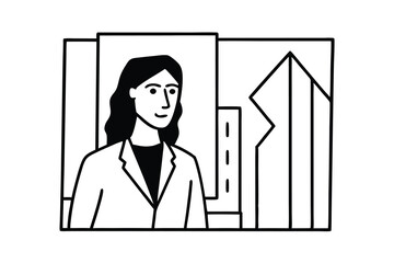 Young woman professional cityscape background modern minimalist design