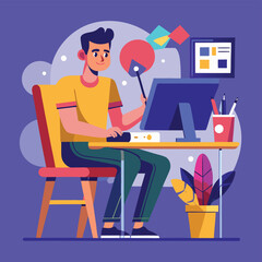 Graphic Designer Working on UI at Desk