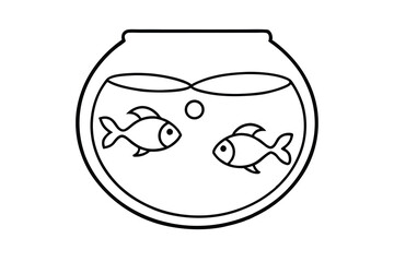 Two goldfish swimming in a round fishbowl illustration
