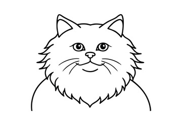 Adorable fluffy cat outline illustration perfect for coloring pages and pet related designs