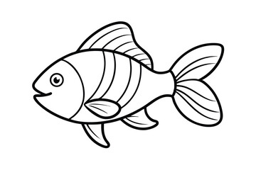 Cute cartoon fish line art coloring page illustration
