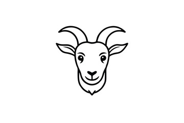Adorable goat head line art illustration simple design