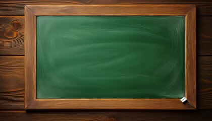 wooden framed green chalkboard with blank surface education and teaching concept