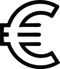 Euro coin falling in hand. Icon with reflection on white background