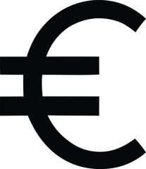 Euro coin falling in hand. Icon with reflection on white background