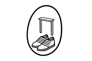 Simple line drawing shoes under small table icon