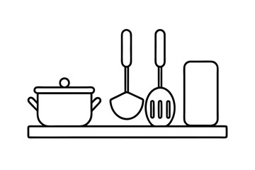 Kitchen utensils pot ladle spatula shelf cooking tools