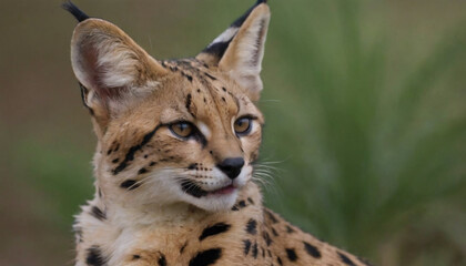 closeup of a serval