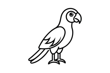 Adorable cartoon parrot line art illustration simple design