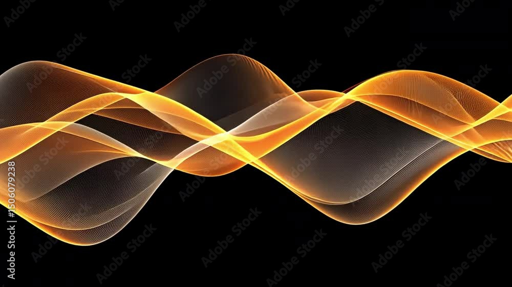 Poster dynamic abstract wave pattern in orange and gold vibrant visual design evoking energy and movement a