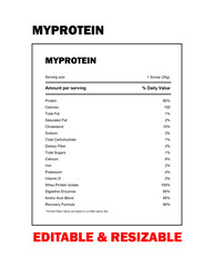 Editable and Resizable Nutrition Facts Template for Supplements