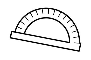 Simple black line drawing of a protractor geometry tool