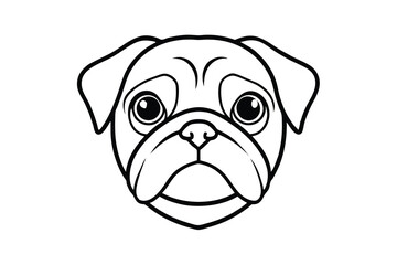 Adorable pug dog face outline illustration pet animal