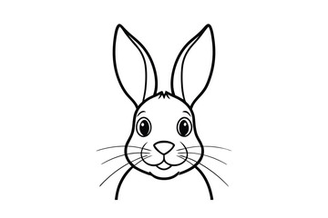 Adorable cartoon bunny rabbit face outline illustration