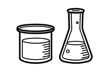Simple line drawing of beaker and graduated cylinder