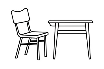 Simple line drawing of chair and small table set