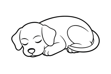 Adorable sleeping puppy cartoon outline illustration