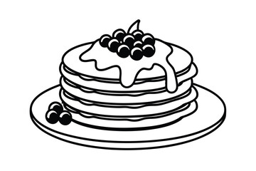 Delicious stack of pancakes topped with blueberries and syrup