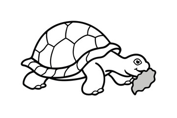 Adorable cartoon turtle eating delicious food illustration