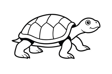 Adorable cartoon turtle outline illustration for kids coloring book